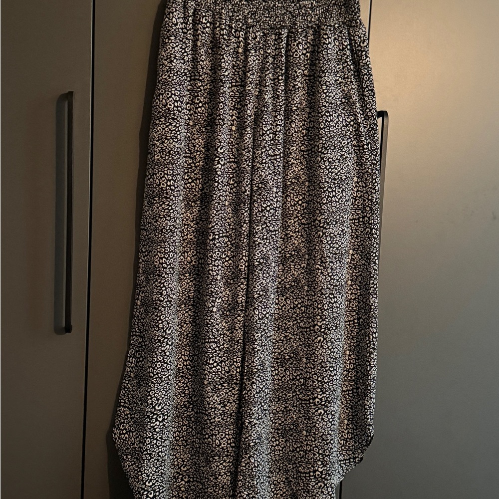 Mittoshop Black and White Patterned Wide Leg Flowy Pants